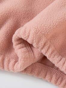 Set de 2 piezas de sudadera y pantalones de felpa para niñas, conjunto informal de cuello alto, cálido, suave y cómodo para otoño/invierno