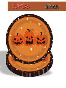50pcs Piring Kertas, Gelas Kertas, dan Serbet Pesta Halloween, Piring Kertas Sekali Pakai Motif , Perlengkapan Makan untuk Hidangan Penutup, Dekorasi, Set Hadiah Ulang Tahun, Set Perlengkapan Makan Pesta Halloween - beraneka warna - View 10