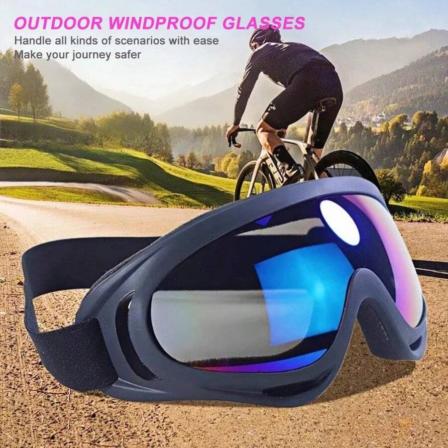 防风镜 太阳镜X400 男女运动防护防风眼镜 儿童滑雪镜 户外摩托车骑行眼镜 - 彩色 - 查看 1