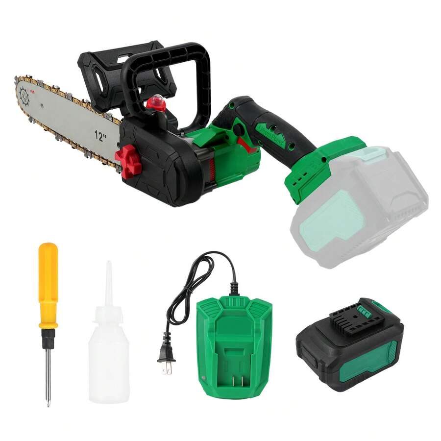 Motosierra de batería de 4,0 Ah, motosierra inalámbrica sin escobillas de 20 V, motosierra eléctrica de 12 pulgadas y 300 mm, motosierra a batería, motosierra inalámbrica con batería y cargador, motosierras eléctricas para árboles, madera, granjas, corte - Tipo de Enchufe A USA (110-127V) - Ver 1