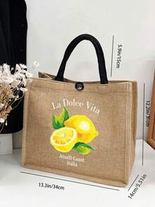 1/2 件“La Dolce Vita”柠檬图案手提包和钱包 - 意大利夏季风格，轻巧耐用，可重复使用购物袋，带有新鲜柠檬和绿叶设计，日常/沙滩包|夏季时尚包|耐用手柄包，轻便的旅行化妆收纳袋，铅笔袋，钱包，男女通用的洗漱包和沙滩手提包。适合返校季圣诞节和万圣节的最佳礼物 - 彩色 - 查看 9
