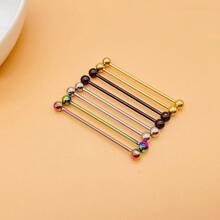 10 chiếc khuyên tai xỏ khuyên công nghiệp Punk bằng thép không gỉ 316L mạ vàng chân không, phù hợp cho cả nam và nữ, khuyên tai xỏ khuyên công nghiệp hình thanh tạ 38mm - Quả tạ công nghiệp Bông tai công nghiệp - Xem 2