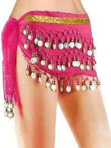 肚皮舞臀部围巾，女士雪纺肚皮舞围巾，带硬币，适合瑜伽课