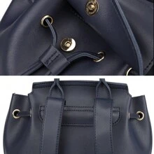 Mochila de mujer con cordón azul marino elegante - Ligera y espaciosa para uso diario