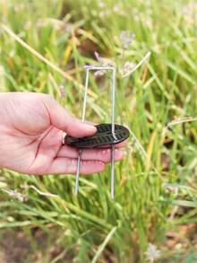 (The Number Of Gasket Holes Is Random) 40 Pcs Ground Nails/40 Pcs Washers/30 Pcs Ground Nails+Washers Set/40 Pcs Ground Nails+Washers Set/50 Pcs Ground Nails+Washers Set, Garden Pegs U-Shaped Ground Pegs Stakes Heavy Duty Metal Pins Spikes Ground Staple With Buffer Washers For Outdoor Tents And Canopies, Gardening Fabrics, Landscape Cloths, Barriers, Easy-Install Garden Anchors For Outdoor Landscaping - Multicolor - View 8