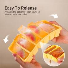 NECOOKS Silicone Soup Freezer Molds, 4-Cavity Freezer Tray With Lid, Large Ice Cube Trays Soup Freezer Containers Molds For Freezing Broth, Sauce, Leftovers - 黃色 - 查看 4