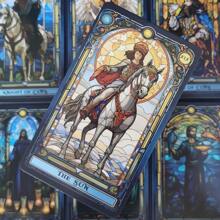 78 piezas Baraja de Cartas de Tarot de Vidrio Teñido, Juego de Cartas de Tarot para Adivinación, Fiesta, Regalo de Vacaciones - Multicolor - Ver 4