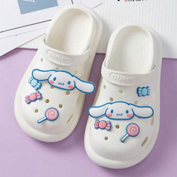 Sanrio 8pcs Sanrio Cinnamoroll Cartoon Hole Shoe Flower, Versatile Sandal/Slipper Detachable Decor, Shoe Accessories, Decorations, Bag Decor, Unisex Holiday/Birthday Party Gift