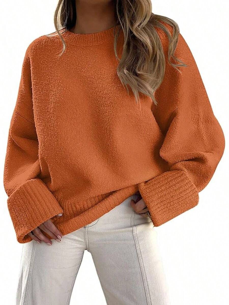 Women's Oversized Sweaters Fuzzy Chunky Warm Pullover Sweater/Vacation Outfits Women/Valentine Outfits For Women - 橘色 - 查看 1