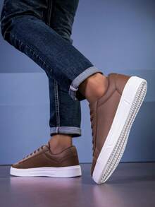 Men's Brown Casual Sneakers, Non-Slip Work Shoes, Comfortable Breathable Fashion High-End Shoes, New Spring/Summer Collection, Back To School