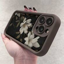 1pc  Flower Pattern Phone Case With Precise Cutouts To Protect Camera, Shock-Absorbing Design Compatible With IphoneX XS/ 11 Pro Max/12 Pro Max/13 Pro Max/14 Pro Max/15 Pro Max/16 Plus/16 Pro Max,Phone Cover Protective, The Best Birthday Gift For Your Friends And Family, Suitable For Both Men And Women - Brown - View 2