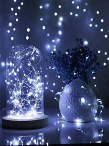 6-Piece LED String Lights Dimmable, 100 Warm White LED Fairy Lights, 33-Foot Clear Cable, Twinkle Lights With Remote Control Timer For Indoor And Outdoor Wedding Party Patio Backyard Room Decoration - ánh sáng trắng - Xem 5