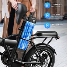 WIND HORSE UPDATE 16" Folding Electric Bike With 2 Seats, Foldable E Bike 20MPH Max Speed, 35 Miles Max Range (Pedal-Assist), Peak Power By 630W, 3 Speed Gear Adults Electric Bicycle With 288Wh Removable Battery