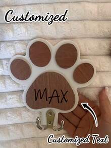 Gancho personalizado para correa de perro con texto personalizado, gancho de pared de madera con nombre personalizado para correa de perro, gancho de dibujos animados con palabra personalizable, ornamental, elegante para gato, lindo, colorido, único, artículos para el hogar personalizados, regalos ideales para él, regalos ideales para ella, familia, amigos, amantes de las mascotas, para aniversarios, con grabado, elegante, moda, vintage, lindo, contratado, único, personalizado, personalizado para mascotas para aniversarios, suministros de regalo de Navidad - Multicolor - Ver 2