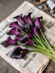 4pcs/10pcs-Artificial Calla Lilies, Fake Flower Bouquet, Suitable For Wedding Party Garden Decoration, Real Touch Faux Flower For Living Room, Bedroom, Dining Table, Office Decoration, Christmas Bouquet, Spring And Winter Decoration, Home Decoration Flowers