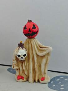 1 pièce Ornement Cape Fantôme de Citrouille de Tête Rétro d'Halloween, Décorations d'Automne pour Ambiance Mystique, Ameublement de Maison, Décorations de Chambre à Coucher, Cadeaux de Style Décoratif d'Halloween
