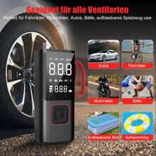 okwish okwish Kabelloser Reifenfüller, tragbarer Luftkompressor – 150 PSI-Luftpumpe mit automatischer Abschaltfunktion für Autoreifen, Schlauchboote, Motorräder, Bälle, kompakte Fahrradreifenpumpe mit LED-Licht, rot, groß