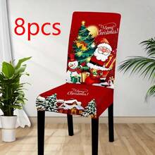 4/6 Unique Christmas Designs, Santa Claus & Snowman Digital Positioning Print Chair Covers, Removable & Washable Chair Cover Set, Soft Elastic Seat Protector, Suitable For Christmas Atmosphere Decoration In Restaurant, Kitchen, Banquet Hall, Dining Room, Bedroom, Office, Living Room, Dormitory And Home - Multicolor - View 27