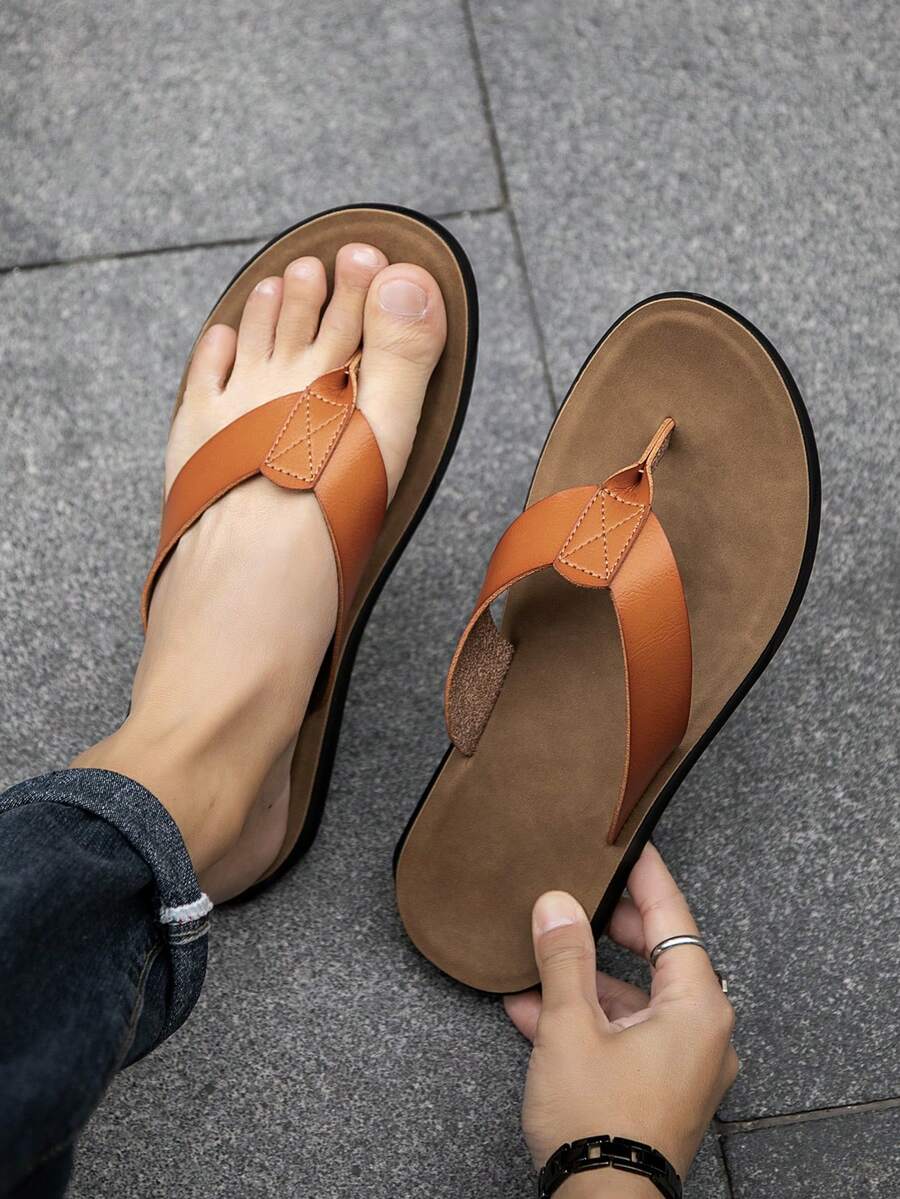 Dép xỏ ngón đế bằng thời trang nam mới cho kỳ nghỉ bãi biển, dép xăng đan dùng được trong nhà và ngoài trời, mùa hè