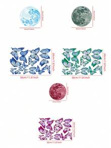 1/3/5pcs Moon, Butterfly Luminous Stickers Waterproof PVC Self-Adhesive Removable Luminous Stickers Suitable For Bedroom, Children's Room Wall Stickers Halloween, Christmas Gifts For Friends And Family. Room Decor Bedroom Decor Kitchen Decor Wall Decor