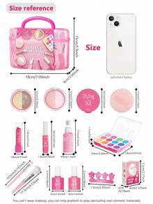 Juego de cosméticos para niños y niñas pequeñas, maquillaje infantil, lápiz labial, rubor en polvo para el rostro, set de cosméticos infantiles, maquillaje de simulación de juguete (no cosméticos reales), juguetes adecuados para niñas de 3 a 9 años, regalos de cumpleaños y regalos festivos ideales para niñas - Multicolor - Ver 11