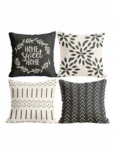 1件/4件套枕套，秋季主题枕套，靠垫套，床上用品，枕套，单面印花枕套，现代沙发抱枕套，适合秋季装饰，灰色枕套，面料柔软舒适，透气抗起球，枕套可拆卸 - 肌理灰色 - 查看 2