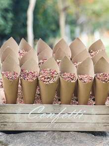 30孔婚礼纸屑锥支架，用于婚礼装饰牛皮纸盒、婚礼托盘纸屑、婚礼纸锥支架、婚礼庆典派对装饰用品、户外婚礼干花纸屑礼品包装用品，不包括纸锥和玫瑰碎片 - 淺色木紋 - 查看 8