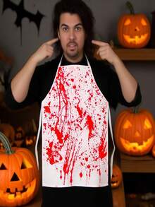 1 peça de acessório de Halloween Sangue Delantal, acessório de maquiagem de Halloween Sangue Delantal, bolsa de brincadeira para noite de Halloween Sangue Delantal, açougueiro com marca de mão de sangue Delantal, conjunto de fantasia de kufu sangrento de Halloween, adequado para festas de terror e noite de Halloween. Delantal Halloween