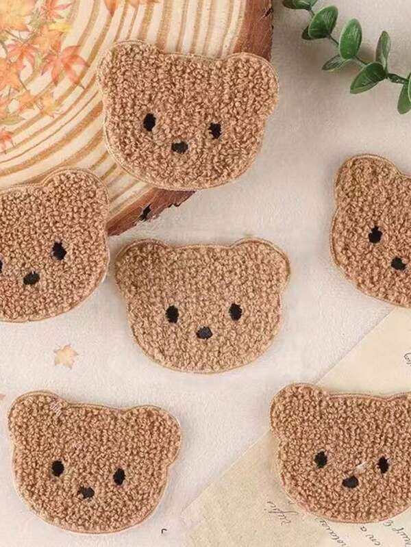 5/8 piezas Parches bordados de oso lindo de chenilla, adecuados para coser en ropa, aplicaciones DIY para camisetas