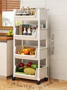 1pc New Thickened Small Trolley Storage Rack, Household Snack Floor Standing Multi-Layer Living Room Storage Book Shelf, Mobile Kitchen Fruit & Vegetable Basket Rack, Factory Wholesale