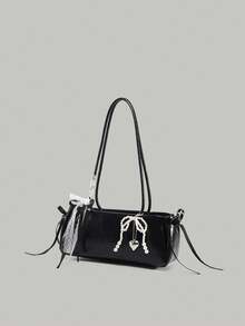 包包 女包 包包偏好 高级感 甜美酷炫芭蕾风 腋下包 女性小众设计 简约法棍单肩包 通勤百搭手提包 - 黑色 - 查看 3