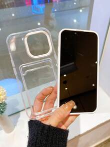 Apple Compatible With IPhone, 2-In-1 Card Slot TPU Phone Case - Soft Shell, Can Hold Cards & Coins, Anti-Fall, Sweat-Proof, Fingerprint-Proof, Wear-Resistant, No Fading Waterproof Shockproof Scratch Resistant - White - View 3