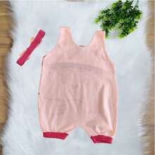 Overalls + Headband Set – Baby Girl Cow Print Size RN To 3 Months - Baby Pink - View 5