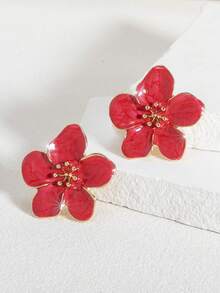 1 Cặp hoa tai đính đá 5 cánh màu trắng, hồng, đỏ hồng, cam sang trọng, thanh lịch và quyến rũ dành cho nữ, phù hợp để đeo hàng ngày/đi nghỉ vào mùa xuân/hè - Hoa tai hoa sứ 5 cánh - Xem 19