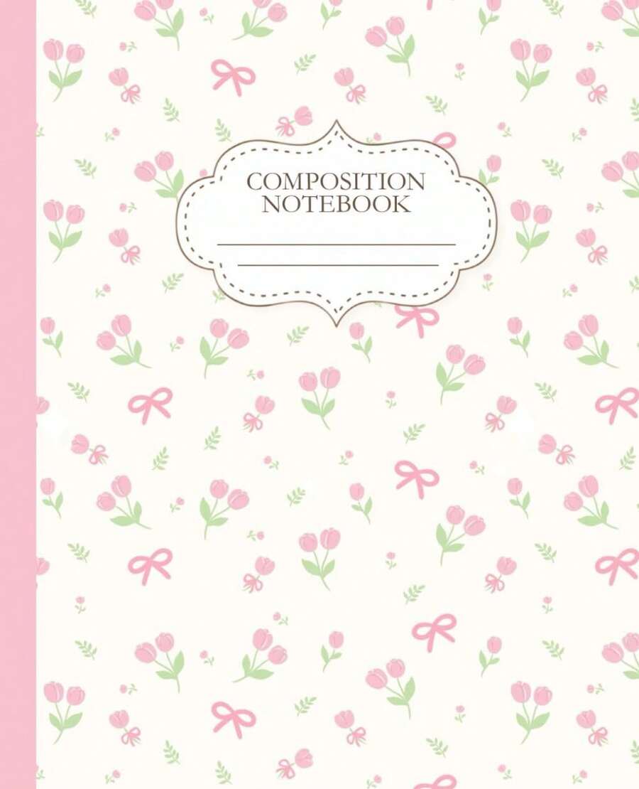 Pink Coquette Composition Notebook: Tulips & Bows| College-Ruled|.5 X 9.25| 110 Pages - 1 - 查看 1