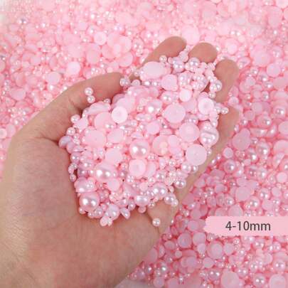 2368pcs 3-10mm Mixed Pearl Resin Rhinestone Flat Back Pearl, DIY Jewelry Craft Supplies For Phone Case, Makeup Mirror, Cup, Shoes Decoration