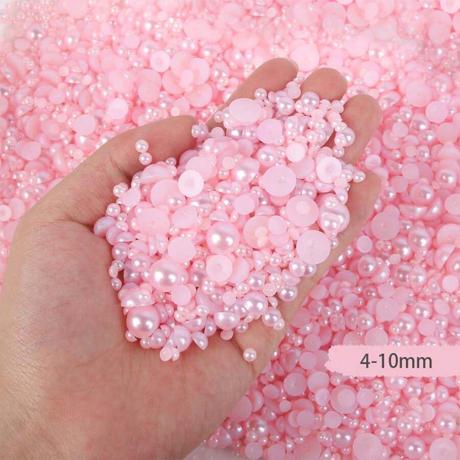2368 hạt ngọc trai nhựa hỗn hợp 3-10mm đính đá giả ngọc trai mặt phẳng, phụ kiện trang sức thủ công DIY dùng cho ốp lưng điện thoại, gương trang điểm, cốc, trang trí giày dép