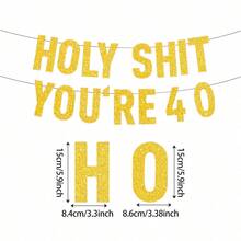 1 Set Rose Gold/Black/Gold Glitter "Holy You're 18 21 30 40 50 60 70 80" Banner, Happy Birthday Celebration Party Decorations