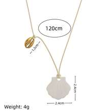 1 Stück Sommer Ozean Serie einfache und modische Muschel Fischgräte kleine Fisch Konchen Anhänger Halskette mit geflochtener Kordel, 18 Karat Vergoldung, nicht leicht zu oxidieren, geeignet für Lässig-Kleidung, Reisen, Strandausflüge. - Weiss - Übersicht 3