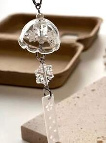 1pc Creative Snowflake Wind Chime Pendant (Plastic Material), Fashionable & Exquisite Wind Chime Accessory, Can Be Used As Phone Strap, Keychain, Card Holder, Bookmark Clip, Etc. Snowflake Keychain For Winter, Birthday Gift - Multicolor - View 12