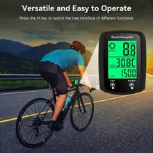 1 pieza Computadora de bicicleta multifuncional con cable, velocímetro y odómetro de bicicleta, pantalla táctil LCD, con soporte de escritorio, alfombrilla antideslizante de silicona y correa de nailon, retroiluminación, termómetro, análisis de datos profesional, regalo para ciclistas, adecuado para bicicleta de carretera y bicicleta de montaña en verano