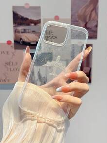 1 件透明闪光飞机设计手机壳适用于 16 Pro Max/16/16 Pro/16 Plus/15/15 Pro Max/15 Pro/11/12/13/14 Pro Max/11 Pro/11 Pro Max/12 Pro/12 Pro Max/13 Pro/13 Pro Max/14 Pro/14 Pro Max，时尚创意防水防震防摔防刮 - 無色 - 查看 2