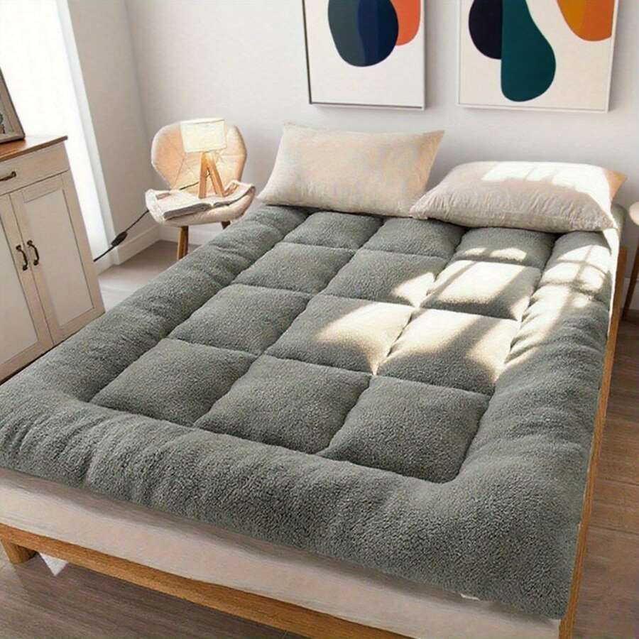 Cozy Mattress Topper- Soft Fleece Lined Mattress Topper Quilted Design, Warm & Plush Bedding For Added Comfort, Deep Pocket Fit, Perfect For Sleep, Winter Bedding