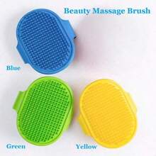 1-Pack Pet Bath Brush And 2 Packs Silicone Toothbrushes With Built-In Soap Reservoir For Cats And Dogs,Beauty Massage Brush