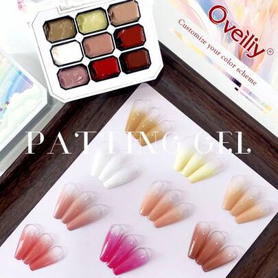 9 Colors, Rainbow Design, High Pigmentation, Soak-Off Nail Gel Polish, Designed For Nail Salons Nails