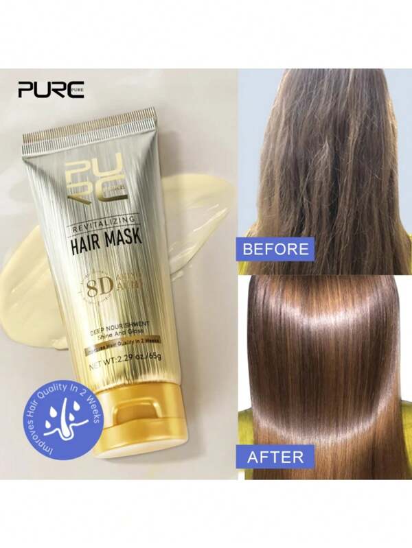 PURC Mascarilla capilar de aceite de argán PURC, suavizante, nutritiva, reparadora de daños, acondicionadora y con colágeno para el cuidado del cabello