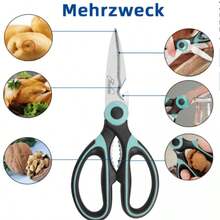 Medium Refrigerator Scissors With Blue And Black Handle - Silver - View 3