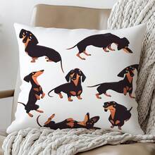 1 buc. Față de pernă decorativă minimalistă cu model teckel, material catifea piersică imprimat pe o singură față, se potrivește pernei de aruncat 45 * 45/50 * 50/40 * 40CM, potrivită pentru canapeaua modernă, decor pentru camera de zi, decor pentru petrecere, cadou - Multicolor - Vizualizare 1