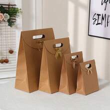 5pcs Style Portal Kraft Paper Bag Without Window For Christmas, Thanksgiving, Valentine's Day, Spring Festival, Birthday, Wedding, Self-Supporting Gift Boxes Hand-Held Flip Cover Gift Bag, Party Tote Bag - Multicolor - View 5