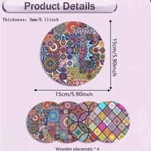 1 套（4 件）家用厨房隔热垫、餐垫、隔热锅垫、杯垫、水壶垫、耐热桌垫